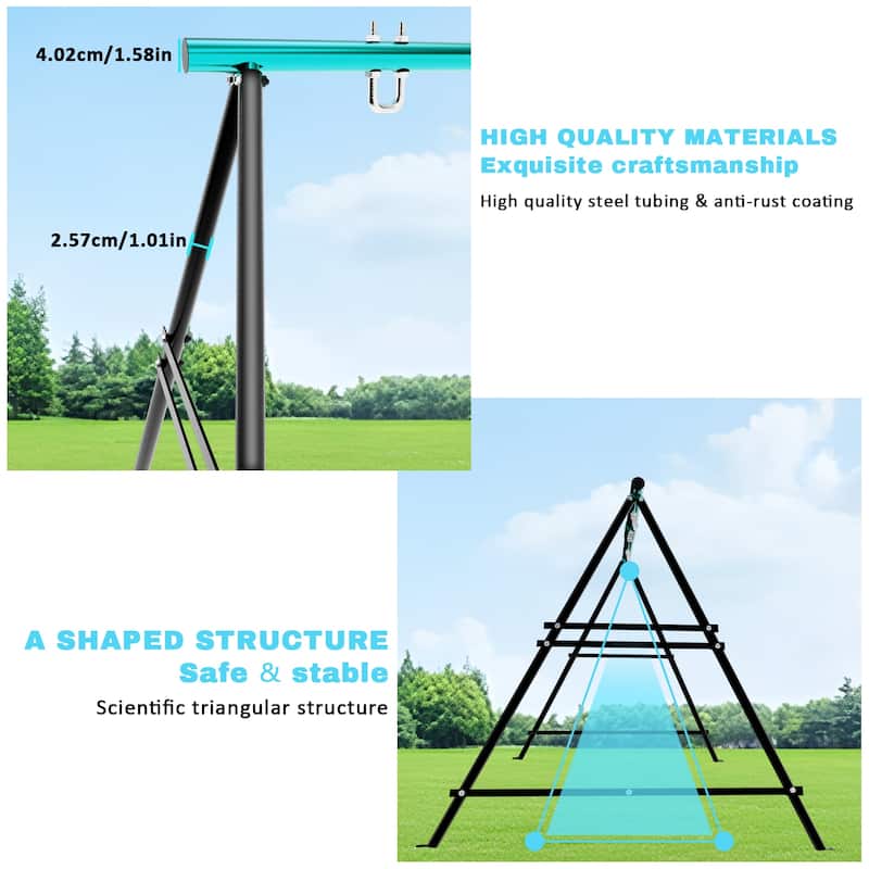 Adjustable A-Frame Swing Stand Powder Coated Steel Indoor and Outdoor Hammock Chair Stand Supports Up to 550 Pounds - N/A