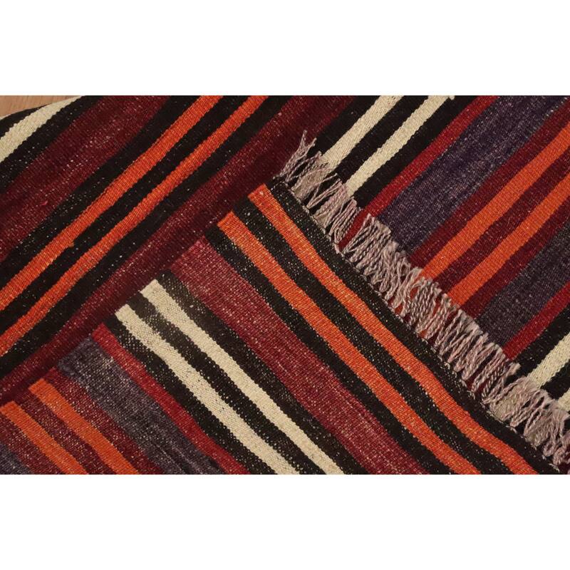 Hand Woven Oriental 100% Wool Carpet Southwestern Geometric Oranges & Rust Kilim Area Rug - 9' 8'' X 4' 10''