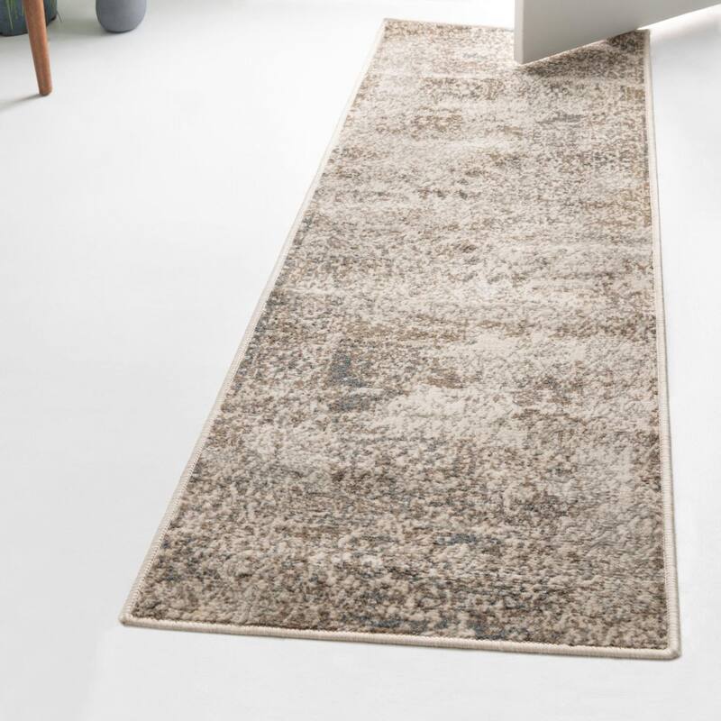 Contemporary Daisy Collection Area Rug - Cream - 2'x6'