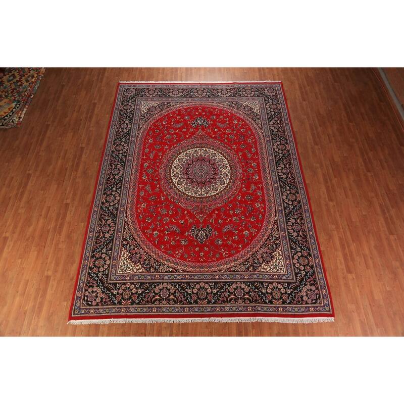 Red Medallion Tabriz Turkish Area Rug Machine Made Carpet - 9'7"x 13'0"