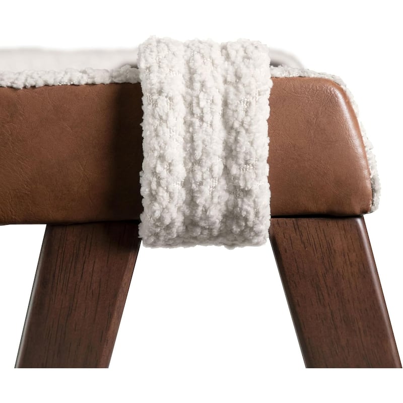 Walnut Finish Sleek Modern Upholstered Arm Chairs