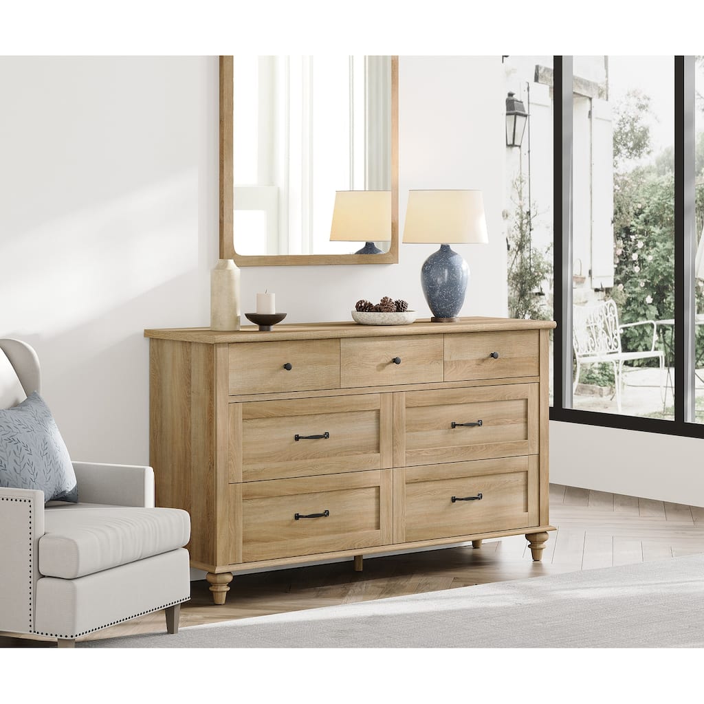 Mid Century Dresser for Bedroom with 7/8 Drawers, Wooden Kids Dresser