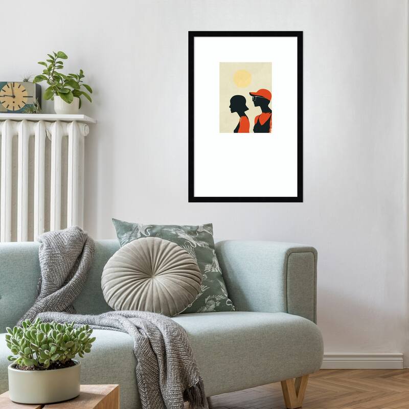 Sunny Sisters by Layla Oz Wood Framed Wall Art Print - Svelte Noir Black