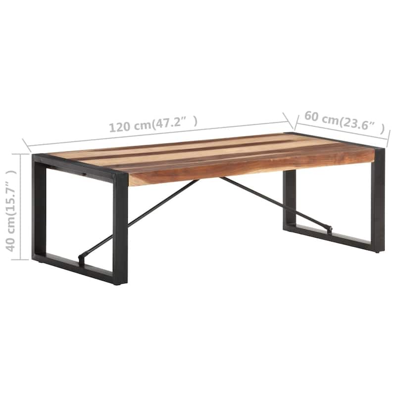 vidaXL Console Table 45.3"x13.8"x29.9" Solid Acacia Wood and Iron