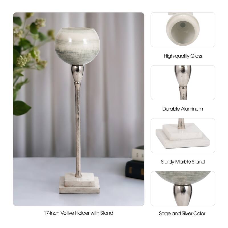 Sagebrook Home Modern Glass Candle Holder