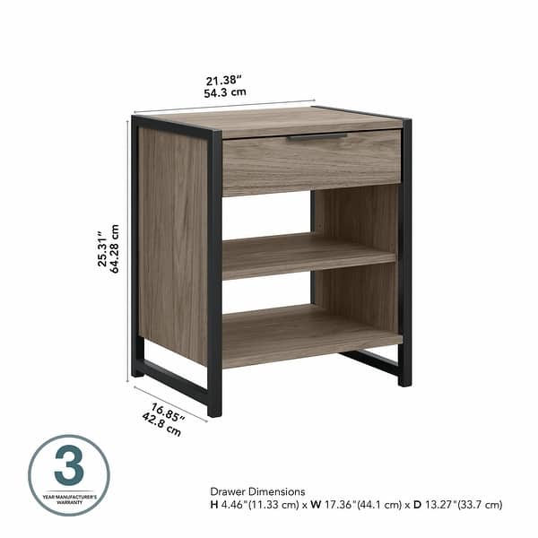 Atria Small Nightstand with Drawer and Shelves by Bush Furniture Bed