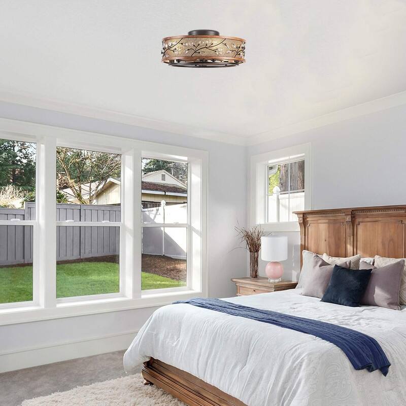 Led ceiling with fan walnut Crystal fan in light fan iron inside light - N/A