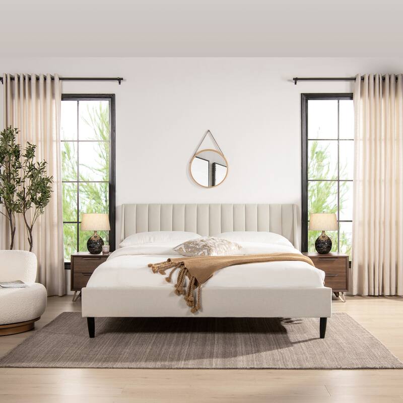 Willow Vertical Tufted Linen King Platform Bed