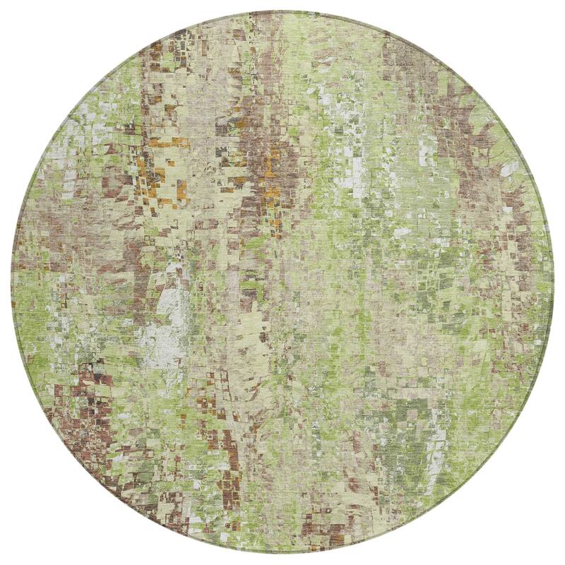 Machine Washable Indoor/ Outdoor Abstract Pixels Chantille Rug