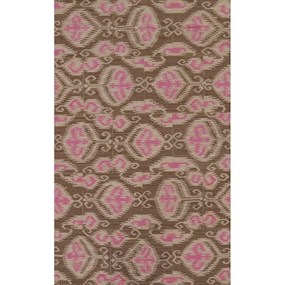 Flat Weave Pile Kilim Oriental Area Rug Hand-Knotted Wool Carpet - 4'10"x 7'10"