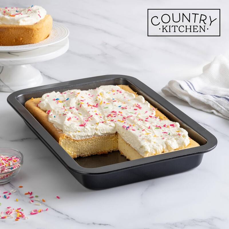 Country Kitchen Baking Pans Set 10 Piece Non-Stick Cake Pans with Carry Lids for Storage & Travel, Perfect for Parties Stackable