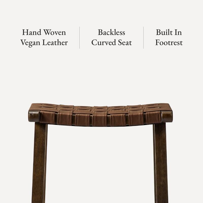 Maven Lane Noah Backless Kitchen Dining Stool with Vegan Leather