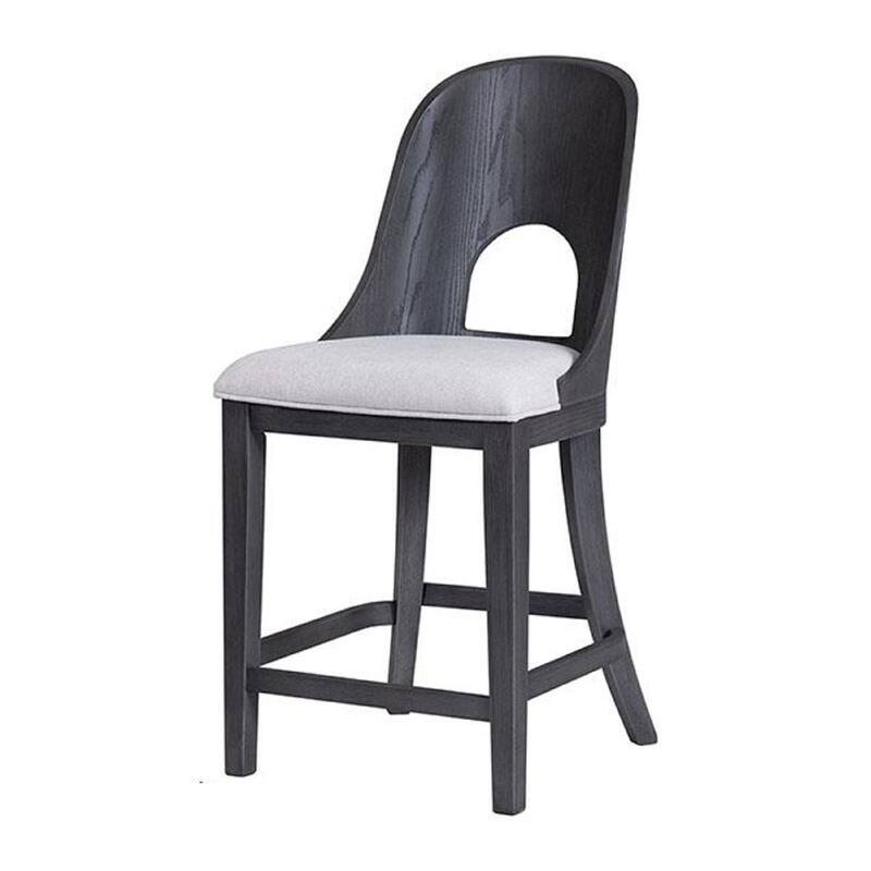 Zoko Counter Height Chair Set of 2, Curved Cut Out Back, Ash Gray Wood