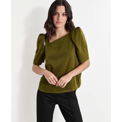 DKNY Asymmetrical Satin Blouse