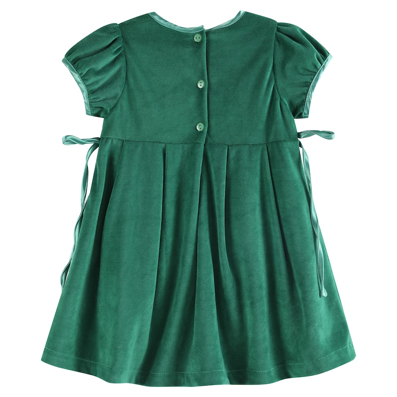 Lil Cactus Green Velvet and Satin Bow Christmas Dress