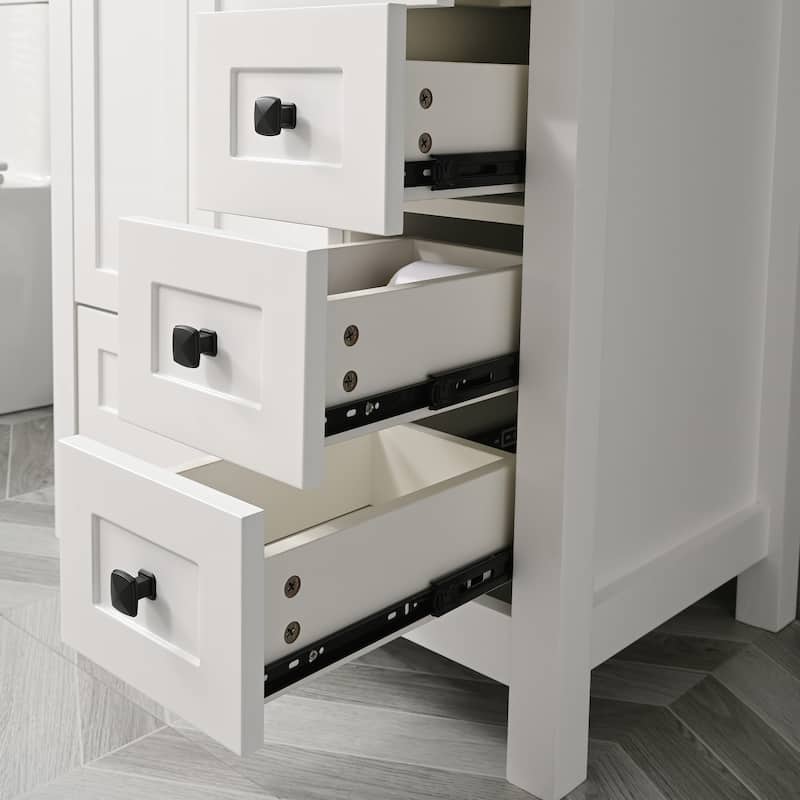 Eclife 30'' Bathroom Vanities Cabinet with Sink Combo Set Undermount Ceramic Sink Matte Black Faucet Mirror