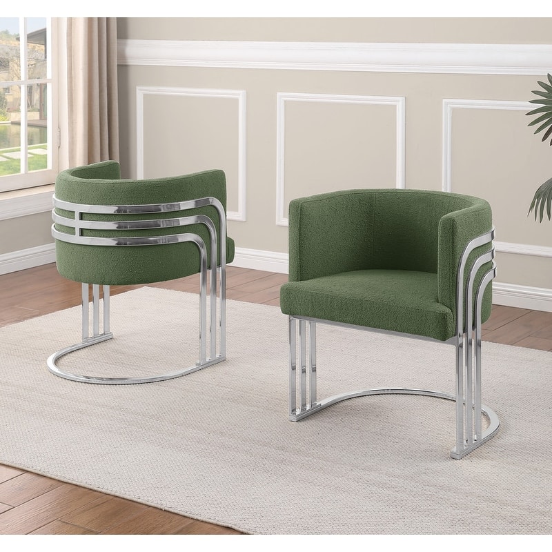 Best Quality Furniture Teddy Fabric Dining Chairs (Set of 2) - N/A - Green Chairs