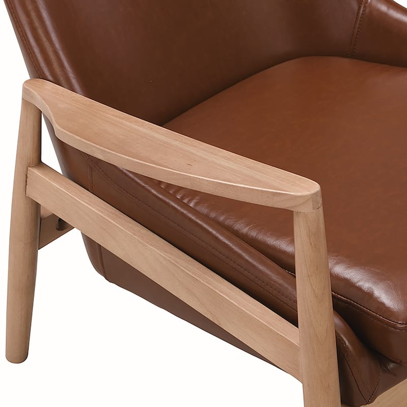 2PCS Solid Wood PU Armchairs
