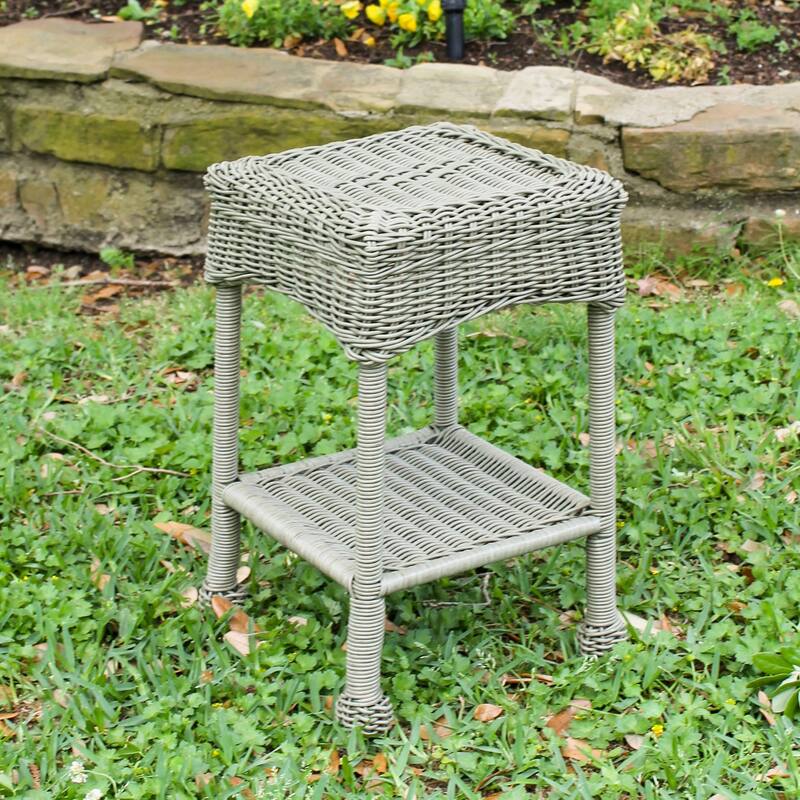 Chelsea Resin Wicker Side Table - Antique Moss