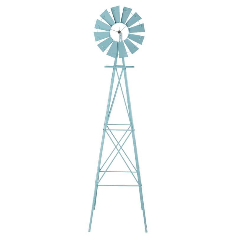 8 Foot Decorative Steel Windmill for Garden Lawn Patio Outdoor Decor Functional Wind Direction Indicator Weather Resistant