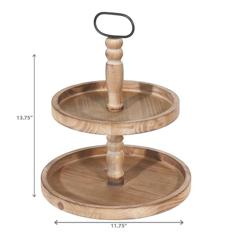IH Casa Decor 2 Tier Wooden Round Stand