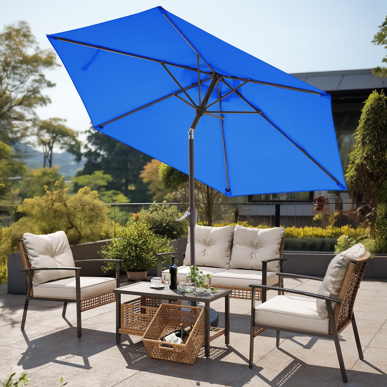 7 ft navy blue patio umbrella 7.5ft Market Umbrella,Wavy Trim, UV-Fade-Resistant, Crank & Tilt Best Choice Products Easily customize the angle and height to ensure optimal shade throughout the day 7.5' Umbrellas | Patio Umbrellas