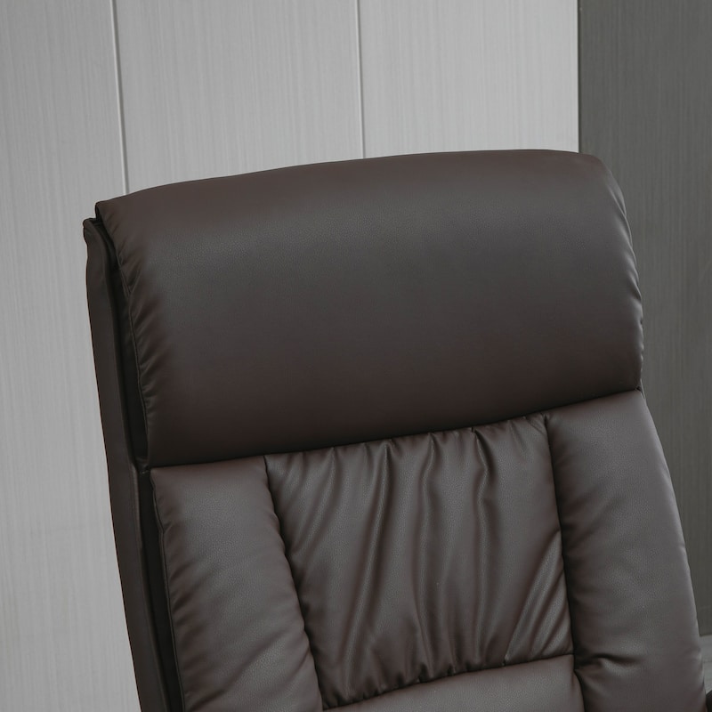 PU Leather Swivel Recliner Chair with Ottoman and Steel Base - 31.5" W x 34.75" D x 44.5" H