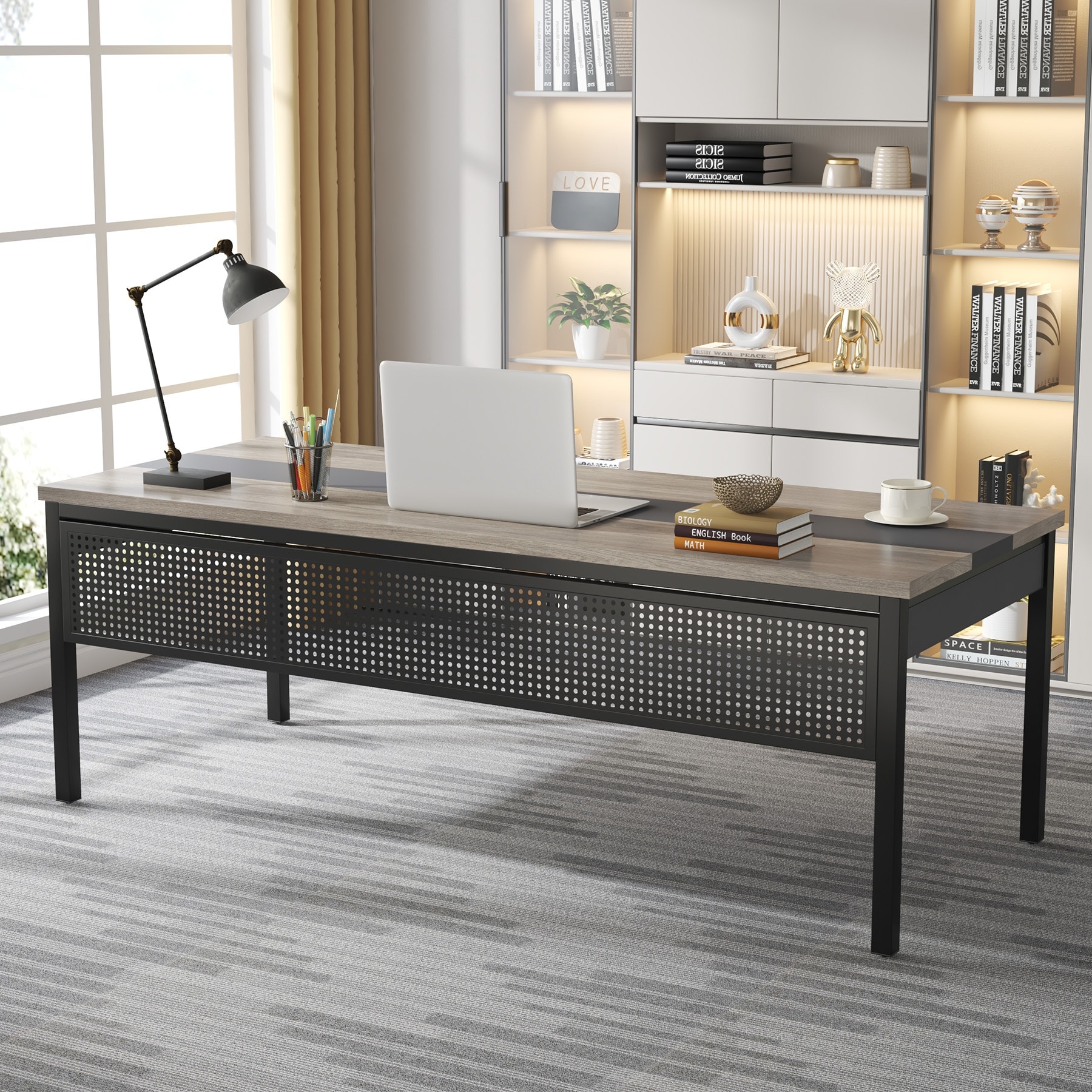 Modern Executive Desk, 70.8'' Computer Desk with 47 inch Lateral File  Cabinet for Home Office - Overstock - 37604949, image size:1800x1800