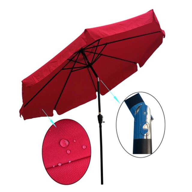 10ft Patio Umbrella Market Table Round Umbrella with Crank and Push Button Tilt