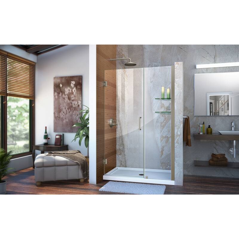 DreamLine Unidoor 45-46 in. W x 72 in. H Frameless Hinged Shower Door with Shelves - 45" - 46" W