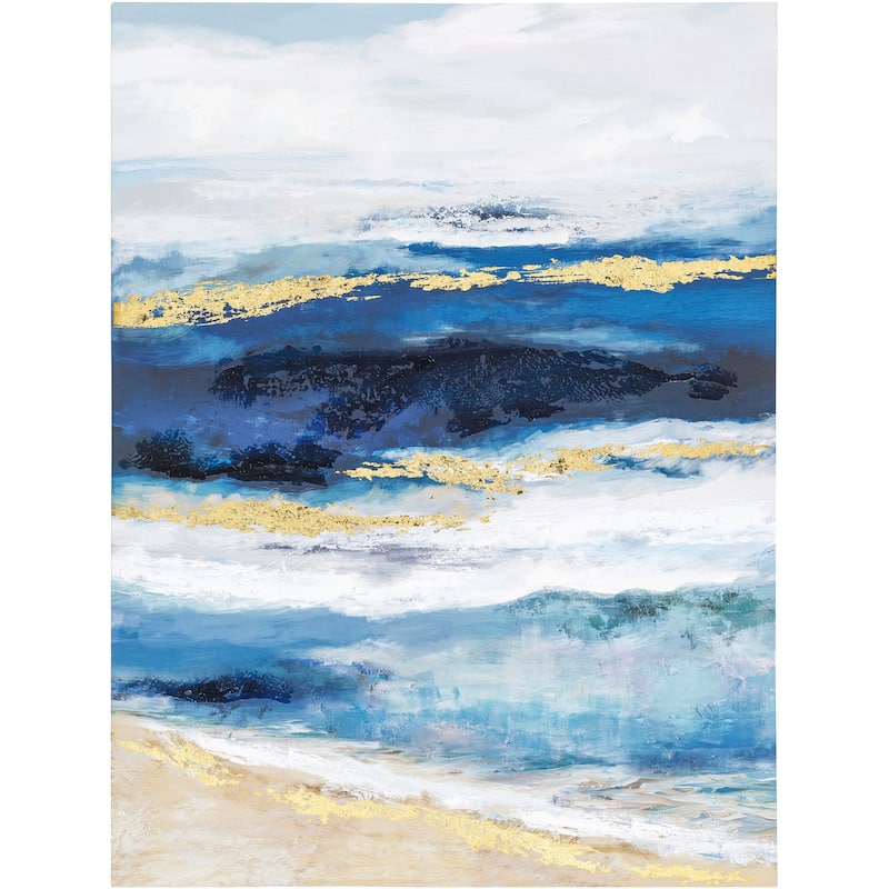 Sabrinna Abstract Ocean Beach Painted Canvas - 48"H x 36"W x 0.8"D