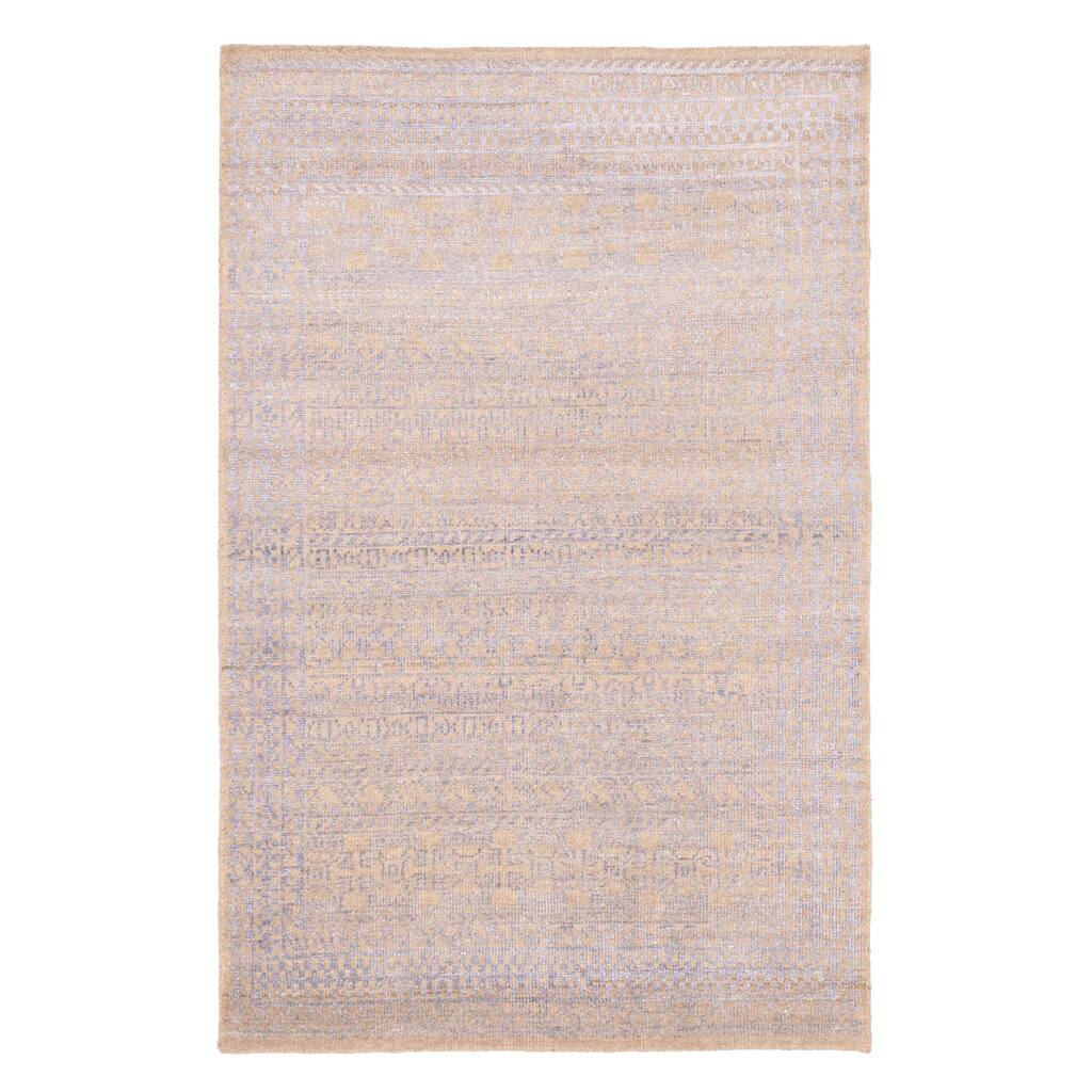 ECARPETGALLERY Hand-knotted Tangier Khaki Silk, Wool Rug - 5'2 x 8'2