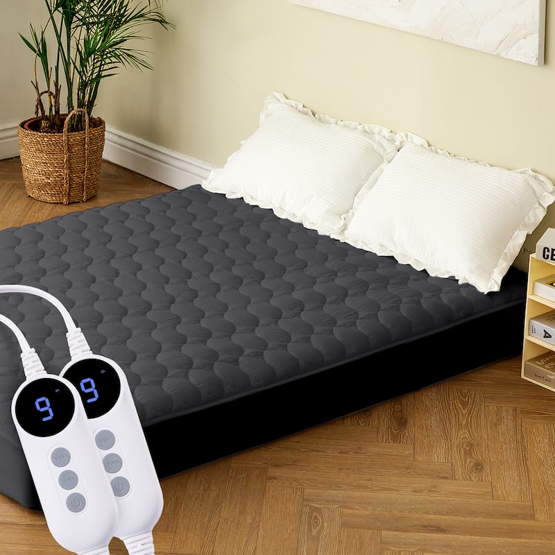 Temperature Regulating Electric Heated Mattress With Controllers - California King - Gray
