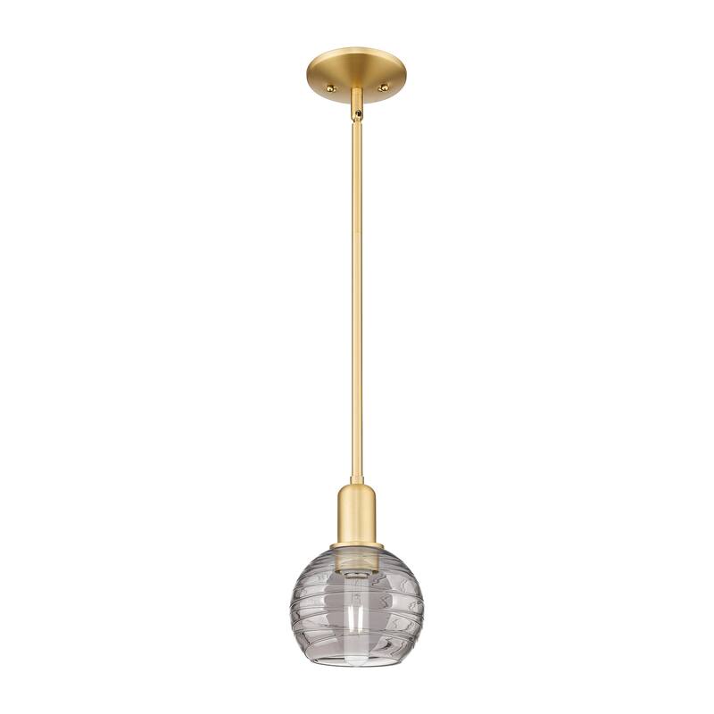 Innovations Lighting 716-1S-8-6 Athens Deco Swirl Pendant Athens Deco - Satin Gold / Light Smoke Deco Swirl