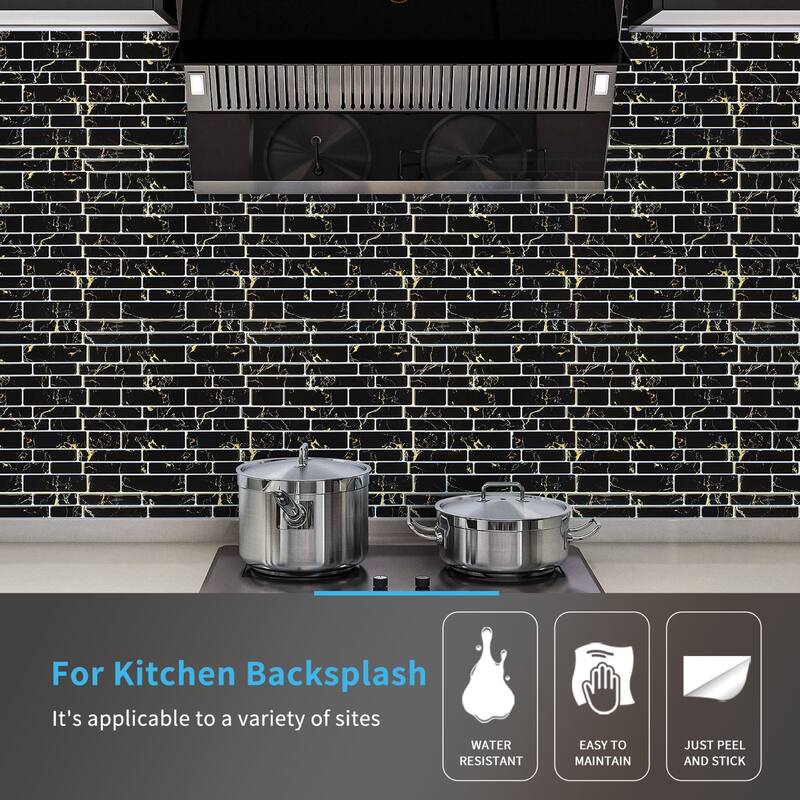 Art3d 12"x12" Vinyl Peel and Stick Backsplash Tile (10-Pack) Marble blue&Gray