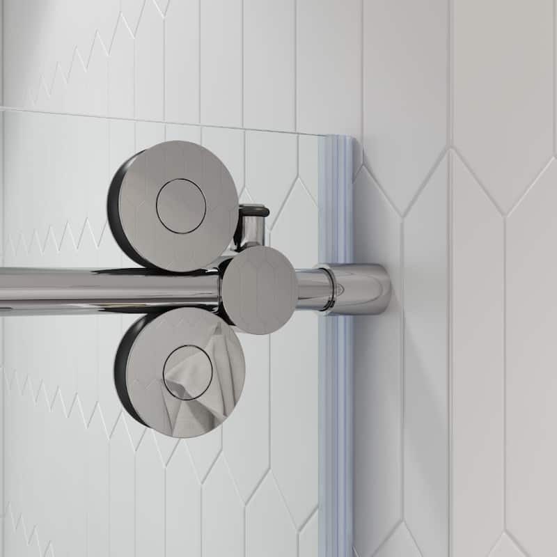 Seawin 60 - 64 in. W x 77 in. H Cosmo Frameless Shower Door 3/8 inch (10 mm) Thick Clear Tempered Glass with NanoShield Coating