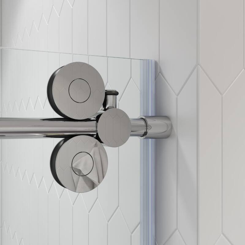 Seawin 48 - 52 in. W x 77 in. H Cosmo Frameless Shower Door 3/8 inch (10 mm) Thick Clear Tempered Glass with NanoShield Coating