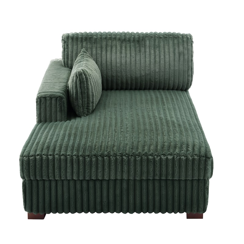 42" W Plush Corduroy Upholstered Chaise Lounge Sleeper for Living