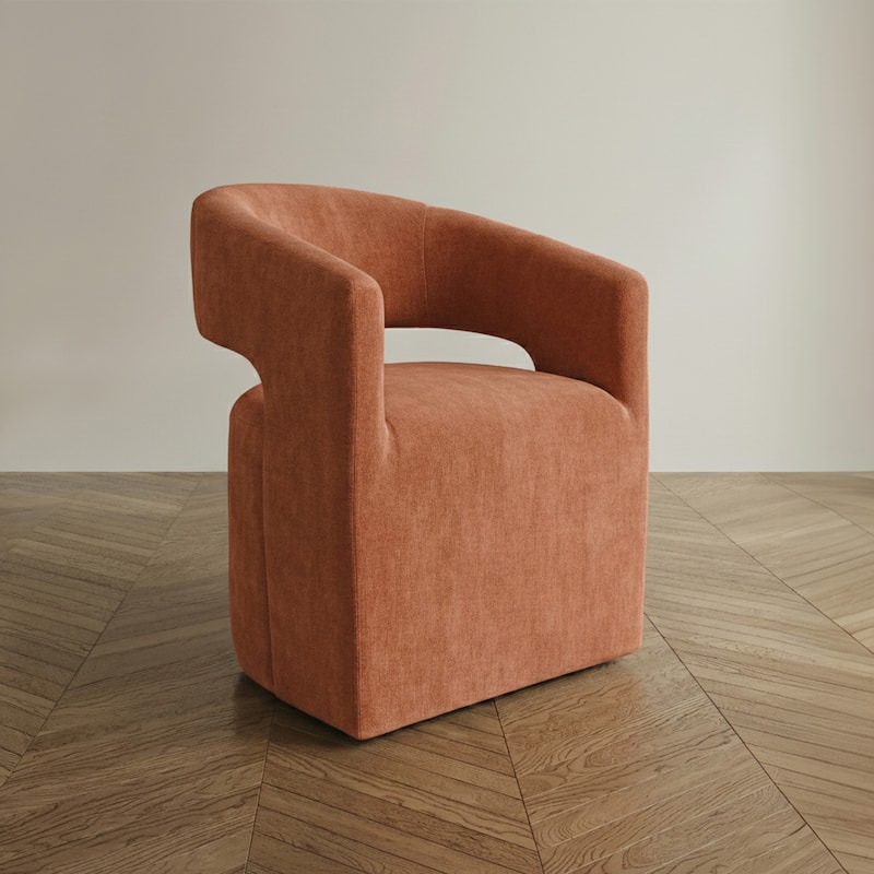 Furniture of America Rivena Modern 26-inch Fabric Accent Chair with Casters - Rustic Orange