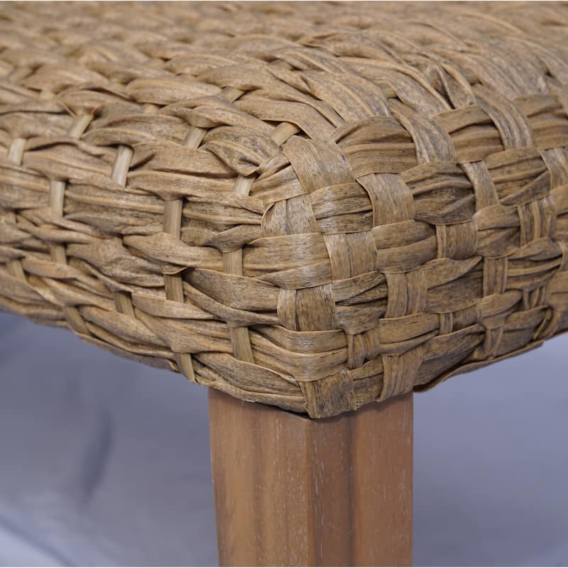 Naples Outdoor Patio Bench Water Resistant Wicker & Solid Wood