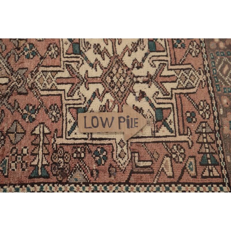 Tribal Pink Gharajeh Persian Vintage Runner Rug Wool Carpet - 3'0"x 10'6"