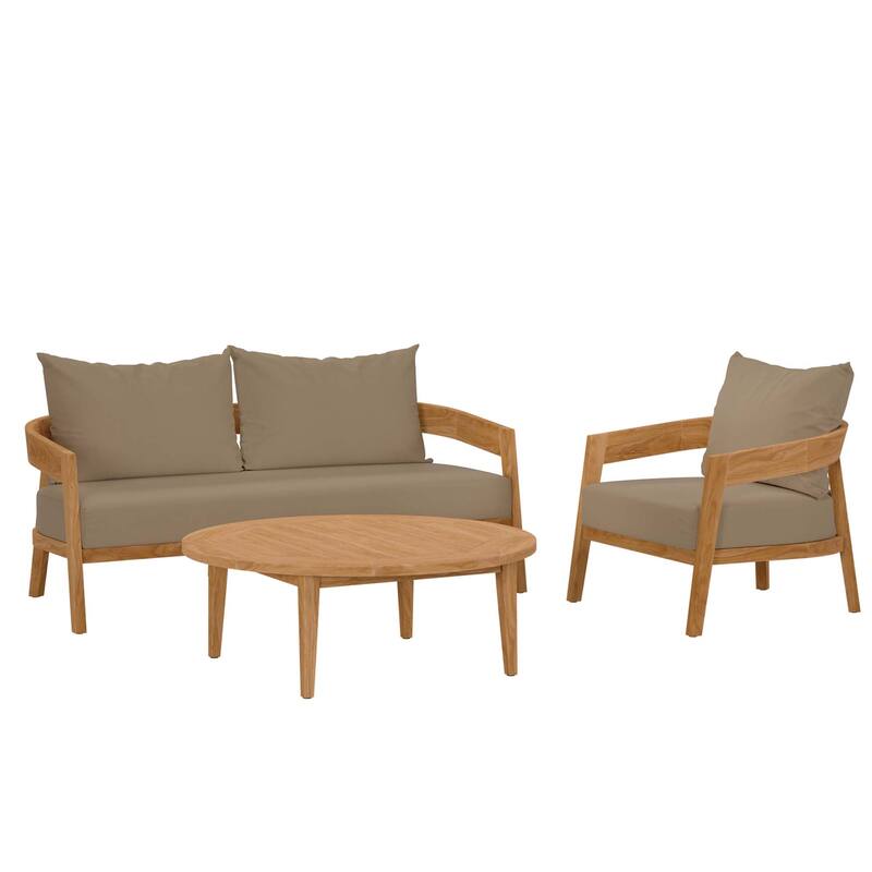 Brisbane 3-Piece Teak Wood Outdoor Patio Outdoor Patio Set
