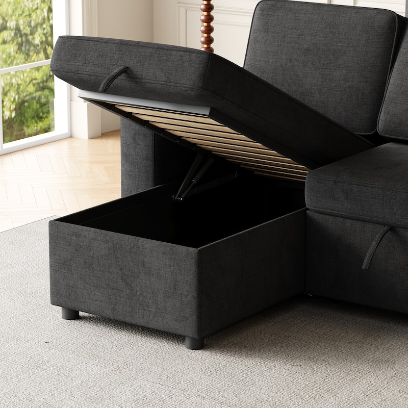 85.8" Sleeper Sofa with Pull Out Bed with Charging Port