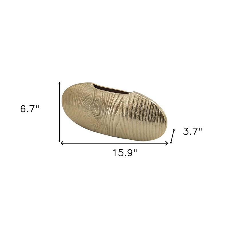 7" Gold Aluminum Oval Disc Table Vase - 12.80