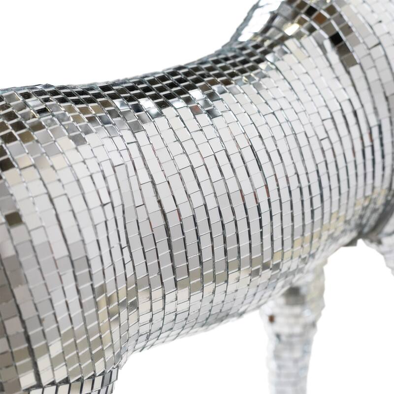 Mirrored and Glittered Standing Deer Christmas Figure - 19" - Silver