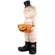 preview thumbnail 5 of 3, Mummy in Top Hat Holding Jack-O-Lantern Candy Dish Halloween Decoration - 23"