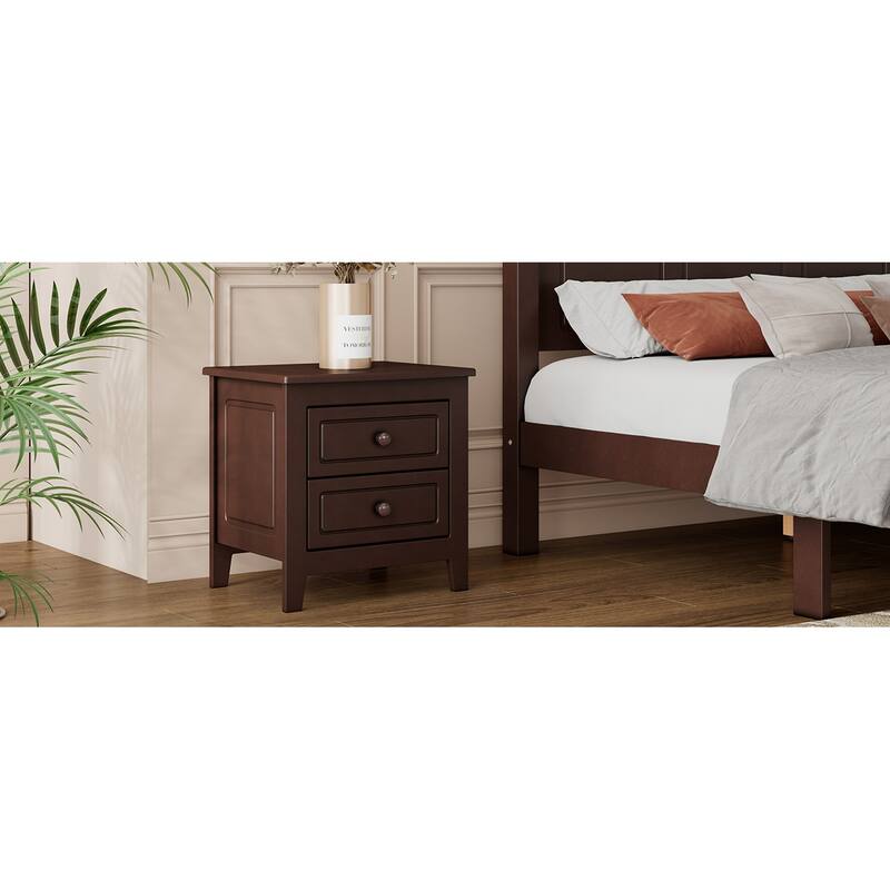 Nightstand with 2-Drawers - Walnut