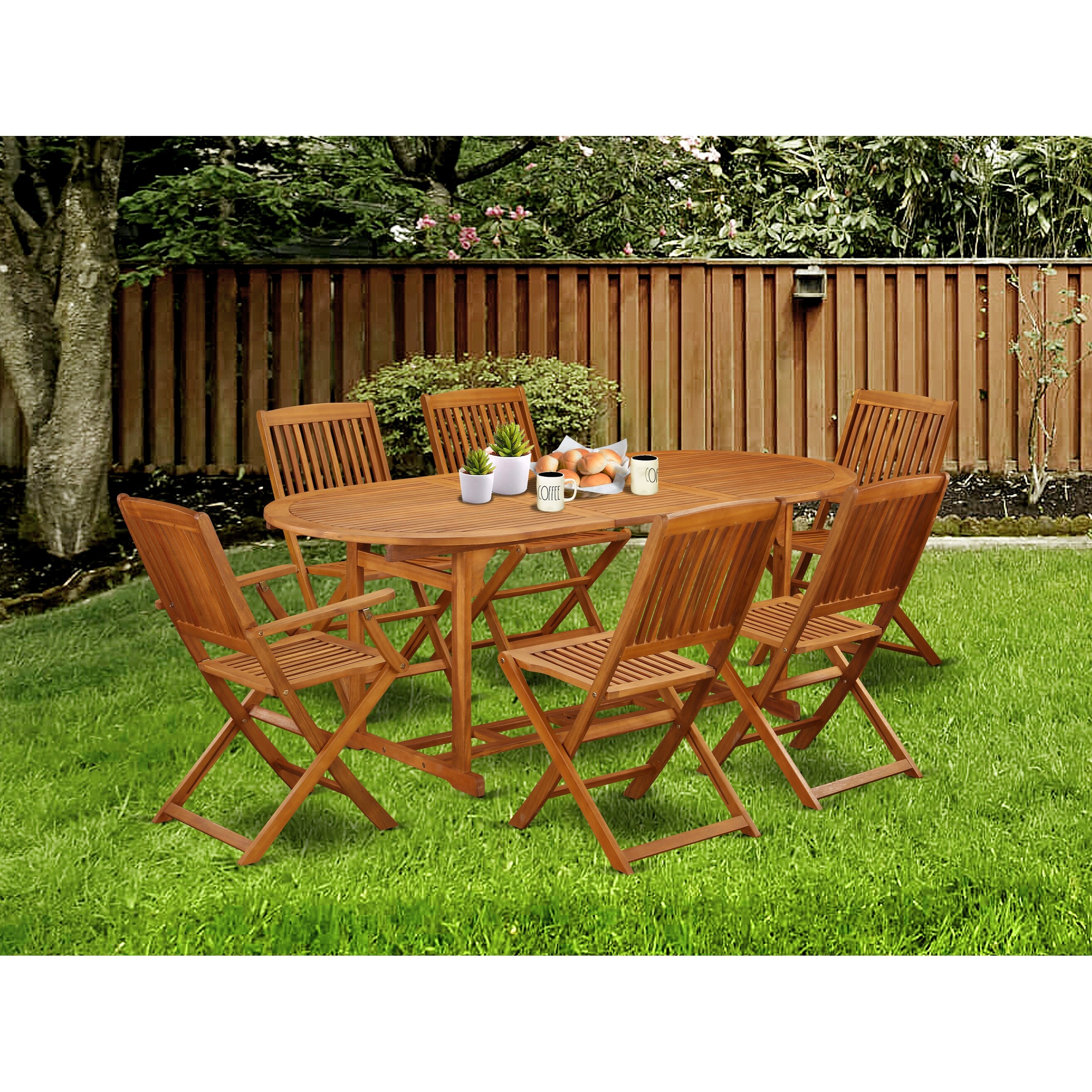 Shop Acacia Wood Outdoor Patio Set Offers An Outdoor Table Foldable Chairs Number Of Chair Option Overstock 27600616