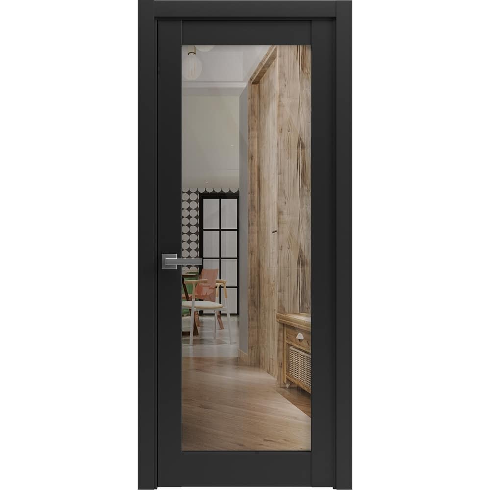 Solid French Door | Lucia 2166 Matte Black Clear Glass