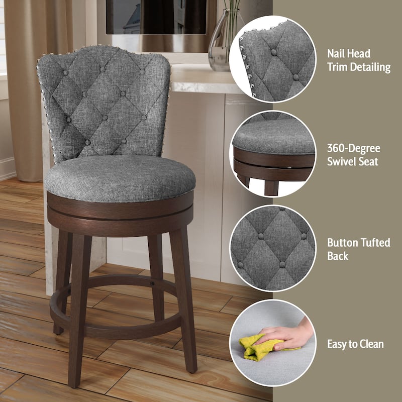 Hillsdale Edenwood Wood Swivel Stool - Smoke Gray & Chocolate Brown - Counter Height